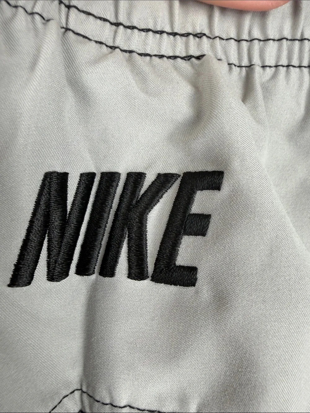 Nike Men’s XL Y2K Swim Trunks Black Gray Mesh Lined Swoosh